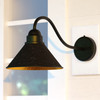 Outland 9.75-in Long Arm Outdoor Wall Light Aged Iron and Light Gold (T0198)