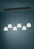 Balmes 6-light Black Pendant Light with White Glass Shade (390203A)