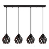 Carlton 3 42.64-inch 4-Light Matte Black and Copper Black Pendant Light (202038A)