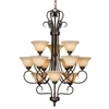 Multi-Family 3 Tier - 12 Light Chandelier in Rubbed Bronze (7623 RBZ-TEA)