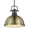 Duncan 1-Light Pendant with Rod in Matte Black with Aged Brass (3604-L BLK-AB)