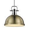 Duncan 1-Light Pendant with Rod in Chrome with Aged Brass (3604-L CH-AB)