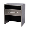 Allman 24 in W Rectangular Wood and Leather 1 Drawer Nightstand with Open Shelf, Silver (5949435)