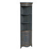 Butler Specialty Company Dowling Quarter Round Wood Corner Cabinet with 3 Open Shelves and 1 Lower Storage Cabinet, Pastel Blue (3621483)