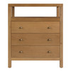 Nora 27 in W Rectangular Wood 3 Drawer Tall Nightstand with Open Shelf on Top, Natural (5941452)