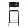 Waylon 315 in Seat Height Leather and Iron Bar Height Stool with Back and Footrest, Black, Brown (5879344)