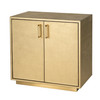 Medera 32 in W Rectangular Wood and Leather 2 Door Accent Cabinet, Gold (5946350)