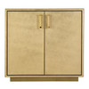 Medera 32 in W Rectangular Wood and Leather 2 Door Accent Cabinet, Gold (5946350)