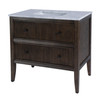 Bristol 36 in W Marble and Wood 1 Drawer Ribbed Bathroom Vanity, Dark Brown (5997508)