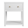 Nora 21 in W Rectangular Wood 1 Drawer Small Nightstand with Lower Open Shelf, White (5945477)