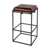 Eldridge 31 in Seat Height Leather and Iron Backless Bar Height Stool with Footrest, Brown, Black (5886344)
