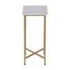 Butler Specialty Company Paulina 9 in. W Square Marble and Iron End Table, White, Antique Gold (5905226)