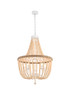 Elegant Furniture and Lighting Jolie 24 Inch Beaded Pendant In Beige (LD306D24BG)