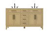 Elegant Furniture and Lighting 60 Inch Double Bathroom Vanity In Honey Brown (VF82560DMHB)