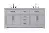 Elegant Furniture and Lighting 72 Inch Double Bathroom Vanity In Grey (VF85072DGR)