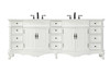 Elegant Furniture and Lighting 84 Inch Double Bathroom Vanity In Antique White (VF10184DAW-VW)