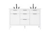 Elegant Furniture and Lighting 54 Inch Double Bathroom Vanity In White (VF29854DWH)