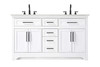 Elegant Furniture and Lighting 60 Inch Double Bathroom Vanity In White (VF85060DWH)