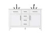 Elegant Furniture and Lighting 54 Inch Double Bathroom Vanity In White (VF82554DWH)