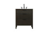 Elegant Furniture and Lighting 30 Inch Single Bathroom Vanity In Chocolate Oak (VF29830CO)