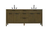 72 inch Double Bathroom Vanity in Hazel Oak (VF29872DHO)