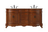 Elegant Furniture and Lighting 66 Inch Double Bathroom Vanity In Teak (VF10166DTK-VW)