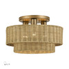 Weavington 3 Light Antique Gold Leaf Large Semi-Flush (60047-48)