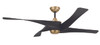 Venn 58" 4-Blade Ceiling Fan in Flat Black/Satin Brass w/ Flat Black Blades; Light Kit Optional (Sold Separately) (VNN58FBSB4)