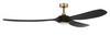 Envy 72" 3-Blade Ceiling Fan in Flat Black/Satin Brass w/ Flat Black Blades; Light Kit Included (optional); WiFi Sold Separately (EVY72FBSB3-NWF)