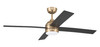 Kelsey 52" 4-Blade Ceiling Fan in Satin Brass w/ Flat Black Blades; Integrated Light Kit (KLS52SB4)