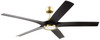 Fonz 65" 5-Blade Ceiling Fan in Satin Brass w/ Flat Black Blades; Light Kit Included (Optional) (FON65SBFB5)
