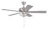 Eos 52" 5-Blade Clear 2 Light Bowl Fan in Brushed Polished Nickel w/ Brushed Nickel/Greywood Blades; Light Kit Included (Optional) (ECF201BNK5-BNGW)