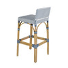 Butler Specialty Company Serienna 30 in. Seat Height Rectangular Rattan Low Back Bar Stool, White and Navy (6282291)