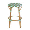 Butler Specialty Company Ballito 30 in. Seat Height Oval Rattan Bar Stool with Footrest, White and Green (6284518)