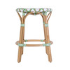 Butler Specialty Company Ballito 24.5 in. Seat Height Oval Rattan Counter Stool with Footrest, White and Green (6283518)