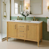 Butler Specialty Company Bianca 60 in. W Wood & Marble Double Sink Bathroom Vanity, Light Brown (5991492)