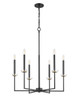 Z-Lite Gaultier 6 Light Chandelier in Matte Black + Modern Gold (6100-6MB)
