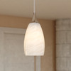 Vaxcel Milano 4.75-in W 1 Light Mini Pendant Alabaster Glass Satin Nickel (P0450)