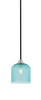 Toltec Lighting Paramount Stem Hung Mini Pendant, Matte Black & Brushed Nickel Finish, 7" Turquoise Textured Glass (3401-MBBN-4915)