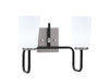 Toltec Lighting Sandia 2 Light Bath Bar, Matte Black & Graphite Finish, 4.5" W x 6.5" H White Opal Glass (6222-MBGP-261)