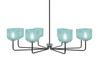 Toltec Lighting Sandia 8 Light Chandelier, Matte Black & Graphite Finish, 6" Turquoise Textured Glass (6208-MBGP-4615)