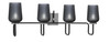 Toltec Lighting Sandia 4 Light Bath Bar, Matte Black & Graphite Finish, 5" Smoke Textured Glass (6224-MBGP-4252)