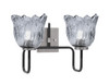 Toltec Lighting Sandia 2 Light Bath Bar, Matte Black & Graphite Finish, 7" Smoke Lava Glass (6222-MBGP-4232)
