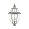 Monterey 4 Light Outdoor Post Top Lantern In Brushed Nickel (2358-91)