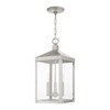 Nyack 3 Light Brushed Nickel Outdoor Pendant Lantern (20593-91)