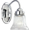 Fluted Glass Collection One-Light Polished Chrome Clear Prismatic Glass Traditional Bath Vanity Light (P3287-15)