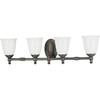 Victorian Collection Four-Light Venetian Bronze White Opal Glass Farmhouse Bath Vanity Light (P3041-74)