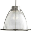 Prismatic Glass Collection One-Light Brushed Nickel Clear Prismatic Glass Coastal Mini-Pendant Light (P5183-09)