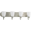 Gather Collection Four-Light Brushed Nickel Etched Glass Traditional Bath Vanity Light (P2709-09)