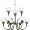 Archie 9 Light, 2-Tier Chandelier in Venetian Bronze (P4690-74)